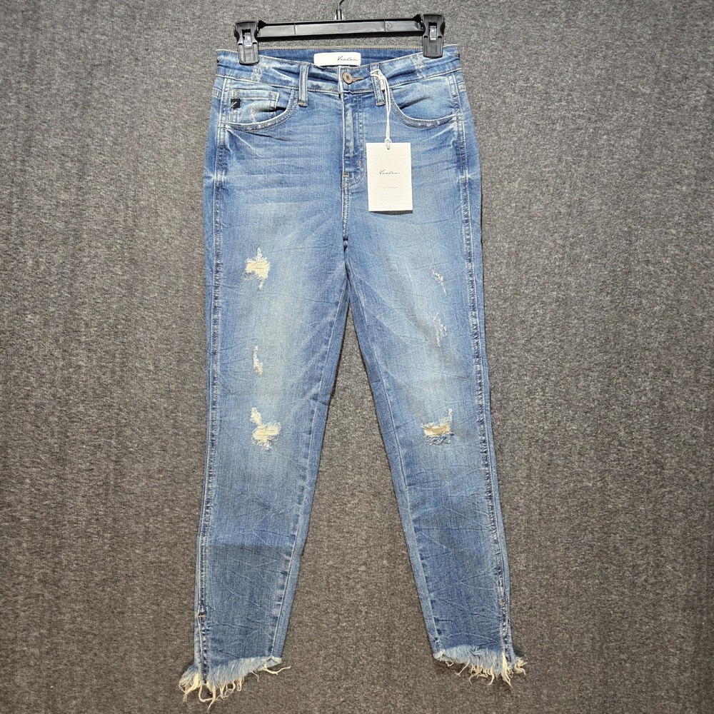 Kancan High Rise Ankle Skinny Jeans Size 5/26 W26 Distressed Fray Hem NWT